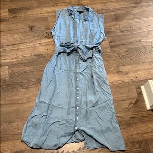 Banana Republic Sleeveless Blue Button-Up Dress